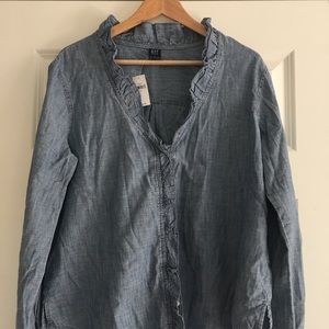 BNWT ruffle denim shirt